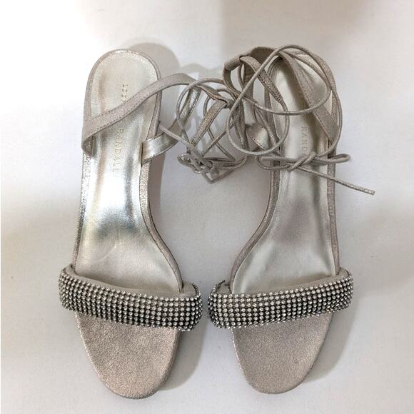 Loeffler Randall Jackie Rhinestone Ankle Strap Sandals Heels Metallic Size 9.5 - Picture 9 of 13